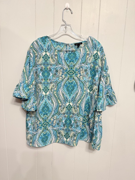 Sami & Jo Tops - #18)  Sami & Jo Blue Paisley Ruffle-Sleeve Blouse